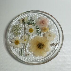 Hand Crafted Floral Resin & Glass Trinket Dish